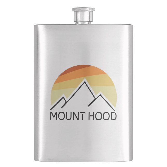 Mount Hood Oregon Retro Hip Flask (Front)