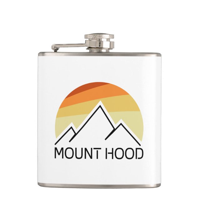 Mount Hood Oregon Retro Hip Flask (Front)
