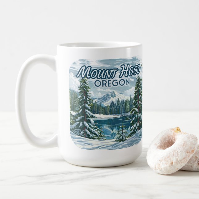 Mount Hood Oregon Ski Pacific Northwest Winter Coffee Mug (With Donut)