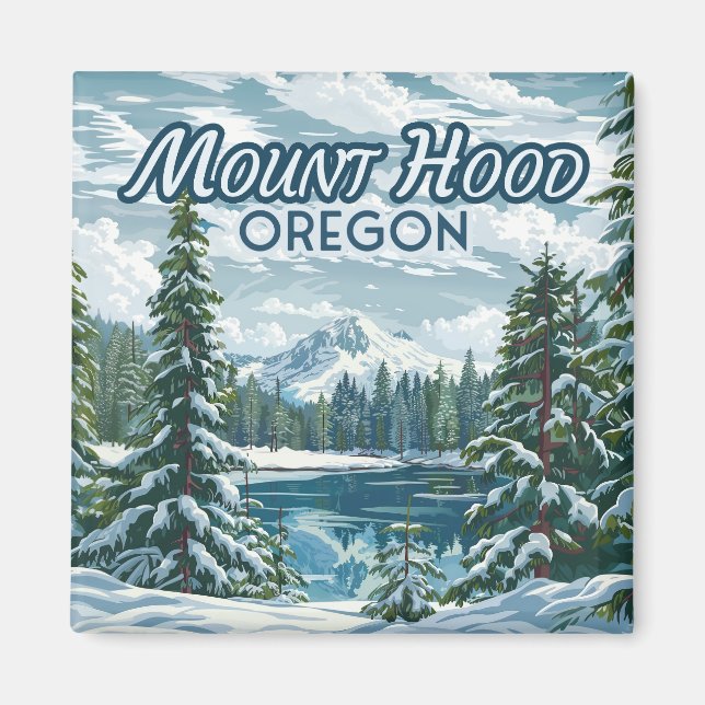 Mount Hood Oregon Ski Pacific Northwest Winter Magnet (Front)