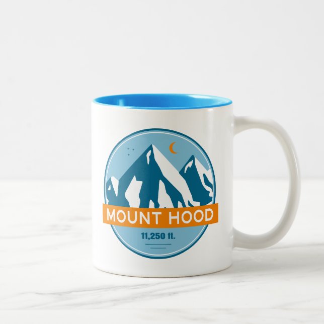 Mount Hood Oregon Stars Moon Two-Tone Coffee Mug (Right)