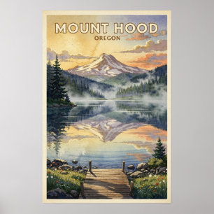 Mount Hood Oregon Vintage Travel Poster