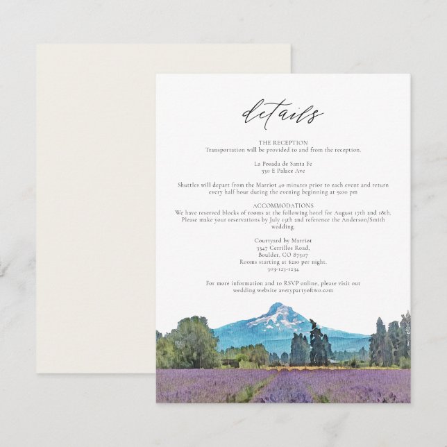 MOUNT HOOD Watercolor Wedding Details Card (Front/Back)