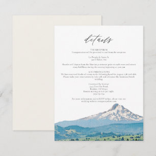 MOUNT HOOD Watercolor Wedding Details Card