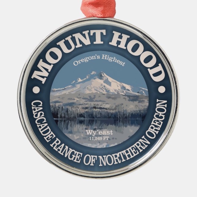 Mount Hood (winter) Metal Tree Decoration (Front)