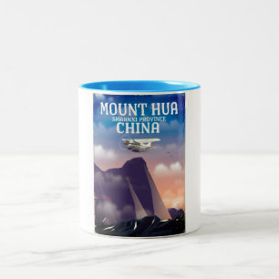 Mount Hua China vintage flight poster Two-Tone Coffee Mug
