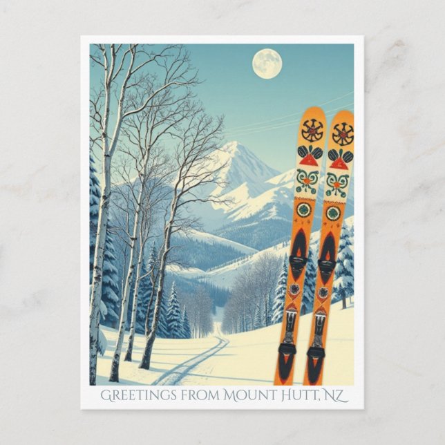 Mount Hutt New Zealand ski vacation Postcard (Front)