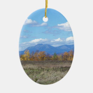 Mount Katahdin in fall 1 Ceramic Tree Decoration