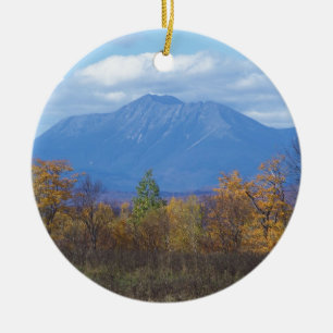 Mount Katahdin in fall 2 Ceramic Tree Decoration