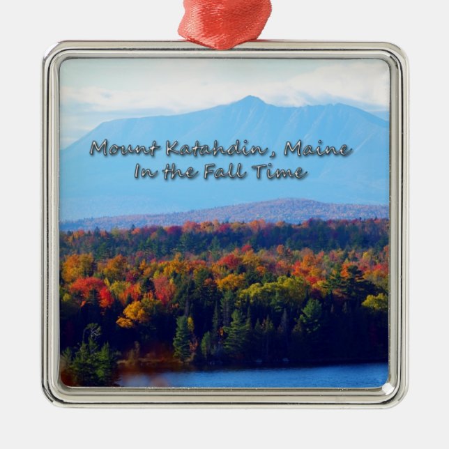Mount Katahdin In The Fall Metal Tree Decoration (Front)
