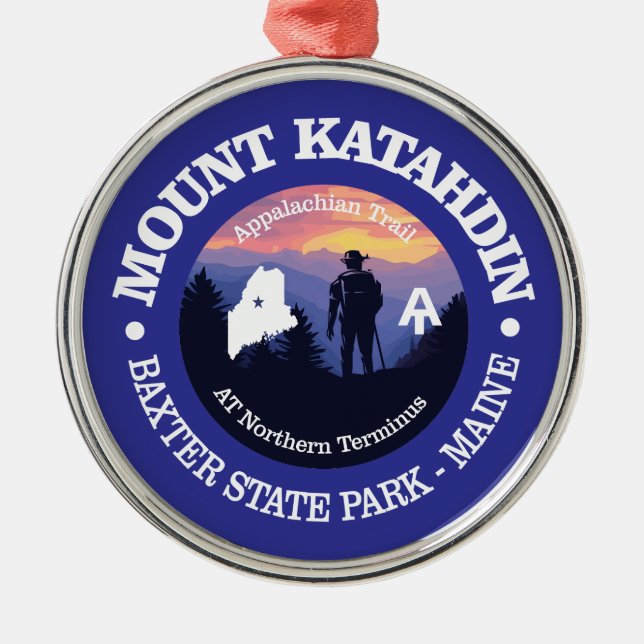Mount Katahdin (rd2) Metal Tree Decoration (Front)