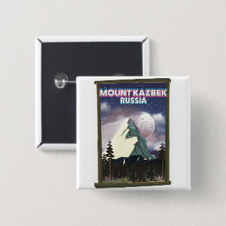 Mount Kazbek Russian travel poster. 15 Cm Square Badge