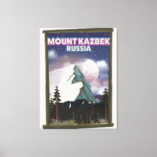 Mount Kazbek Russian travel poster. Canvas Print