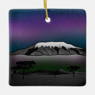 Mount Kilimanjaro illustration Ceramic Tree Decoration