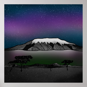 Mount Kilimanjaro illustration Poster