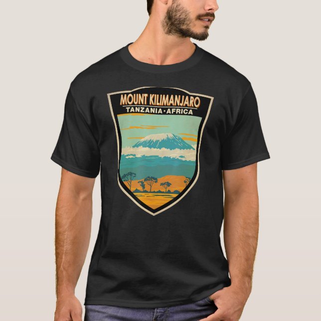Mount Kilimanjaro Tanzania Africa Badge T-Shirt (Front)