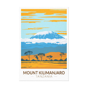 Mount Kilimanjaro Tanzania Africa Vintage Canvas Print