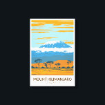 Mount Kilimanjaro Tanzania Africa Vintage Canvas Print<br><div class="desc">Mount Kilimanjaro vector artwork design. It is the highest mountain in Africa and the tallest freestanding mountain in the world.</div>