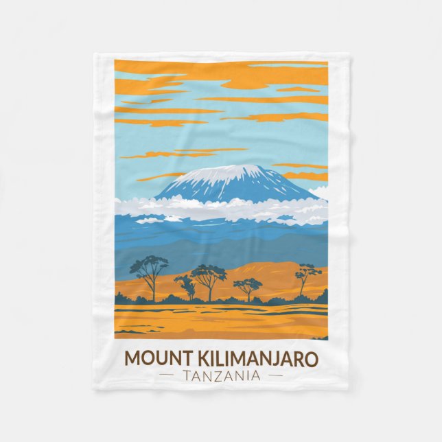 Mount Kilimanjaro Tanzania Africa Vintage  Fleece Blanket (Front)