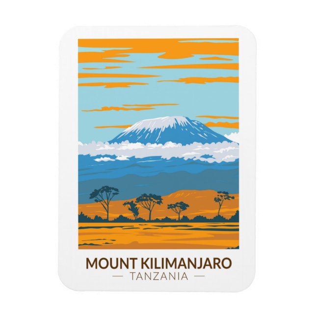 Mount Kilimanjaro Tanzania Africa Vintage Magnet (Vertical)