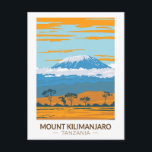 Mount Kilimanjaro Tanzania Africa Vintage Postcard<br><div class="desc">Mount Kilimanjaro vector artwork design. It is the highest mountain in Africa and the tallest freestanding mountain in the world.</div>