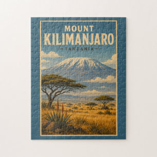 Mount Kilimanjaro Tanzania Illustration Travel Art Jigsaw Puzzle