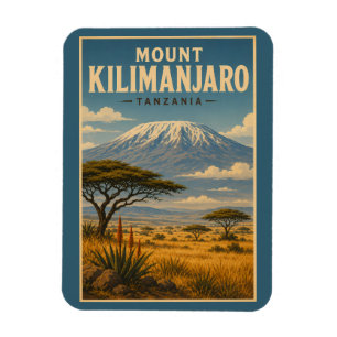 Mount Kilimanjaro Tanzania Illustration Travel Art Magnet