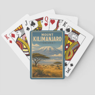 Mount Kilimanjaro Tanzania Illustration Travel Art Playing Cards
