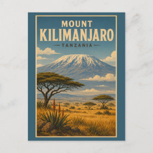 Mount Kilimanjaro Tanzania Illustration Travel Art Postcard