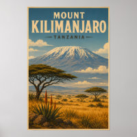 Mount Kilimanjaro Tanzania Illustration Travel Art