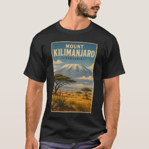 Mount Kilimanjaro Tanzania Illustration Travel Art T-Shirt