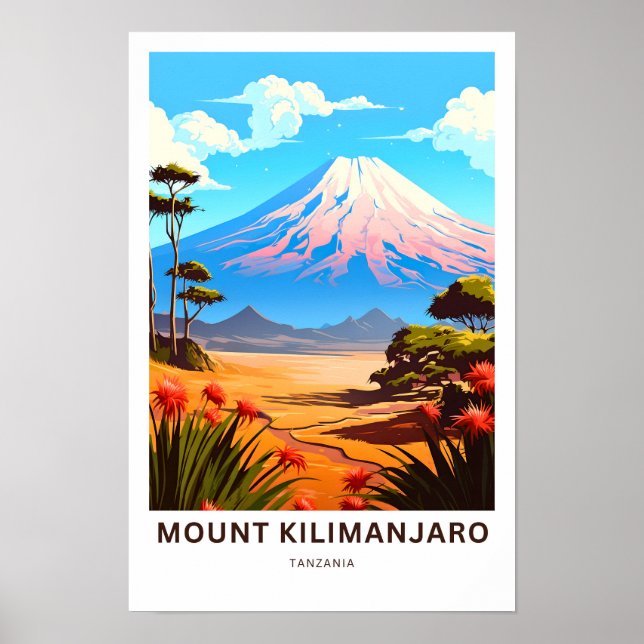 Mount Kilimanjaro Tanzania Travel Print (Front)