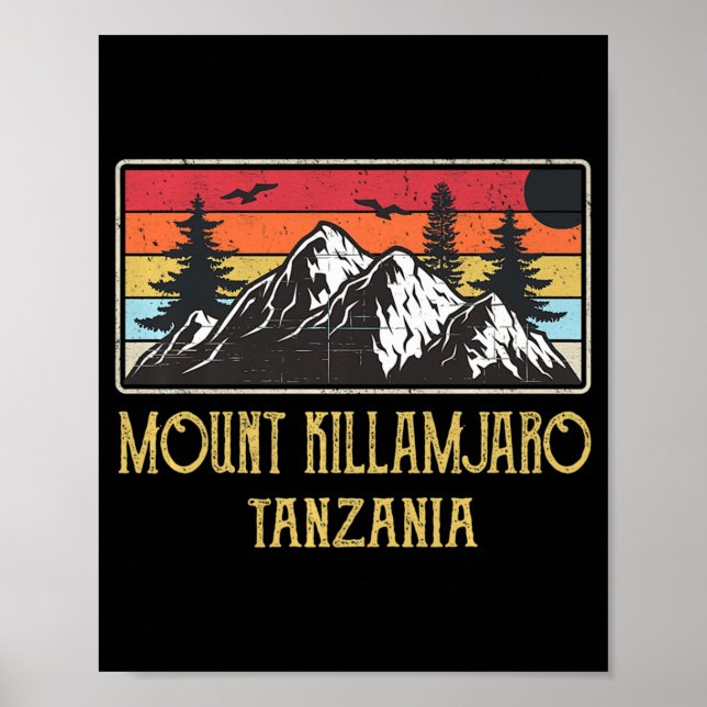 Mount Kilimanjaro Tanzania Vintage Retro Climbing  Poster (Front)