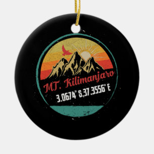 Mount Kilimanjaro  with GPS Coordinates Ceramic Tree Decoration