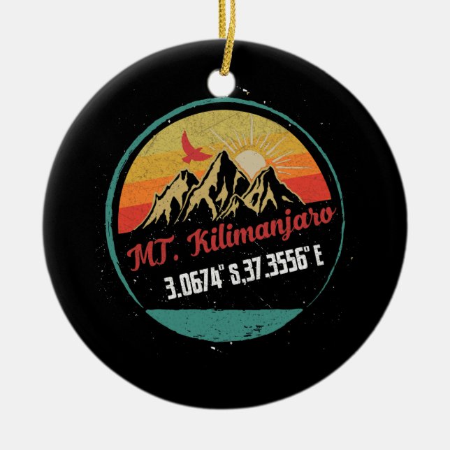 Mount Kilimanjaro  with GPS Coordinates Ceramic Tree Decoration (Front)