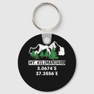 Mount Kilimanjaro with GPS Coordinates Key Ring