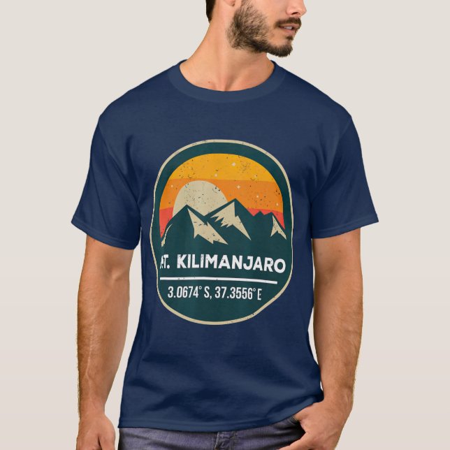 Mount Kilimanjaro  with GPS Coordinates T-Shirt (Front)