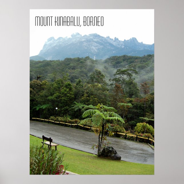 Mount Kinabalu Mountain and Borneo Jungle Poster (Front)