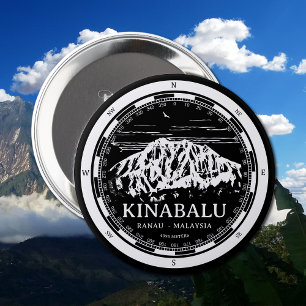 Mount Kinabalu - Ranau Malaysia Sabah Illustration 10 Cm Round Badge