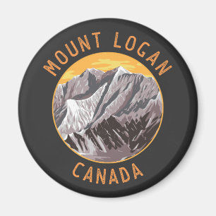Mount Logan Canada Distressed Circle Magnet