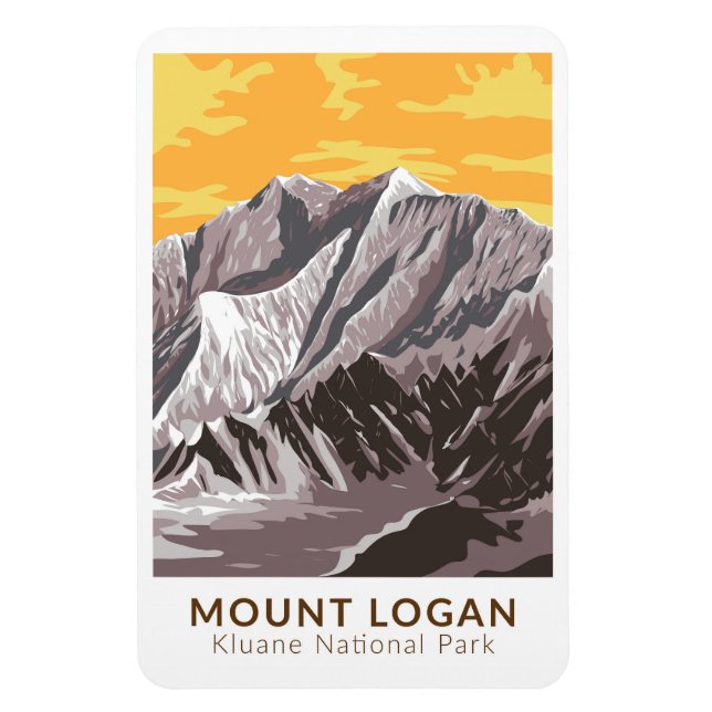 Mount Logan Canada Travel Art Vintage Magnet (Vertical)