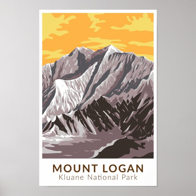 Mount Logan Canada Travel Art Vintage Poster (Front)