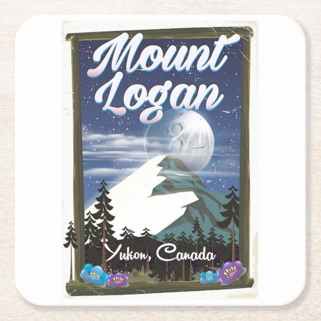 Mount Logan , Yukon, Canada Square Paper Coaster (Front)