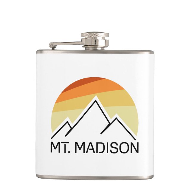 Mount Madison New Hampshire Retro Hip Flask (Front)