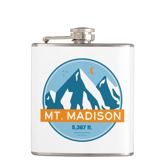 Mount Madison New Hampshire Stars Moon Hip Flask (Front)