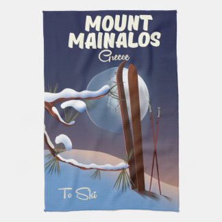 Mount Mainalos Greek ski print. Tea Towel