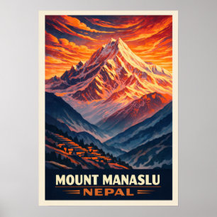 Mount Manaslu Nepal V03 Poster