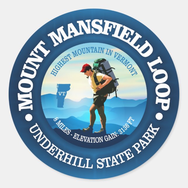 Mount Mansfield Loop (C) Classic Round Sticker (Front)