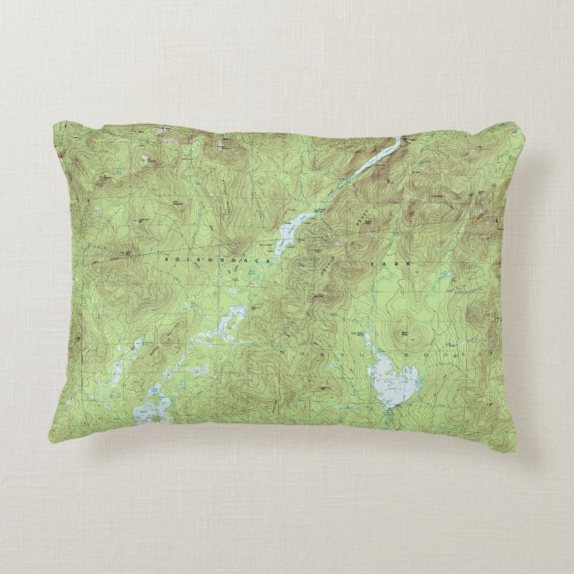 Mount Marcy Topographical Map - Adirondack Park Decorative Cushion (Back)