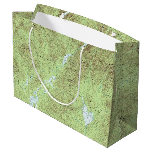 Mount Marcy Topographical Map - Adirondack Park Large Gift Bag (Back Angled)
